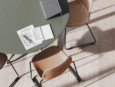 Fora Form Kvart table green slate birchply Con chairs cropped