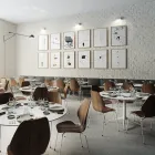 Restaurant med City stoler i valnøtt Kvart bord og Senso sofa Fora Form