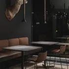Con bar stools Myk table and Senso counter height at Fora Form
