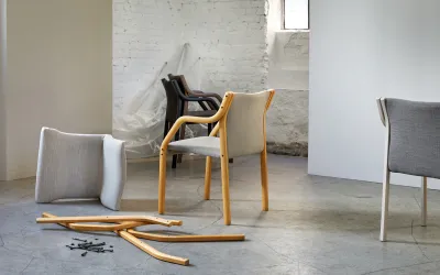 Fora Form Re Form Original Laminette chairs being assembled kopi